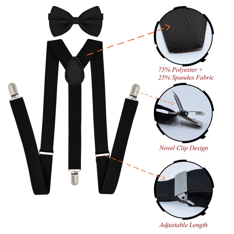 trilece Menâ€™s Suspenders and Bow Tie Set â€“ Adjustable Y-Back Suspenders with Matching Bow Tie, Strong Metal Clips, 1-Inch Wide Dress Set for Weddings, Suits & Formal Wear â€“ Red - Image 2